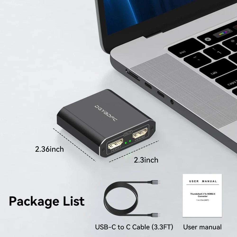 DGYBDFC USB-C to Dual HDMI 4K 60Hz Converter Tech Accessory Gadget New